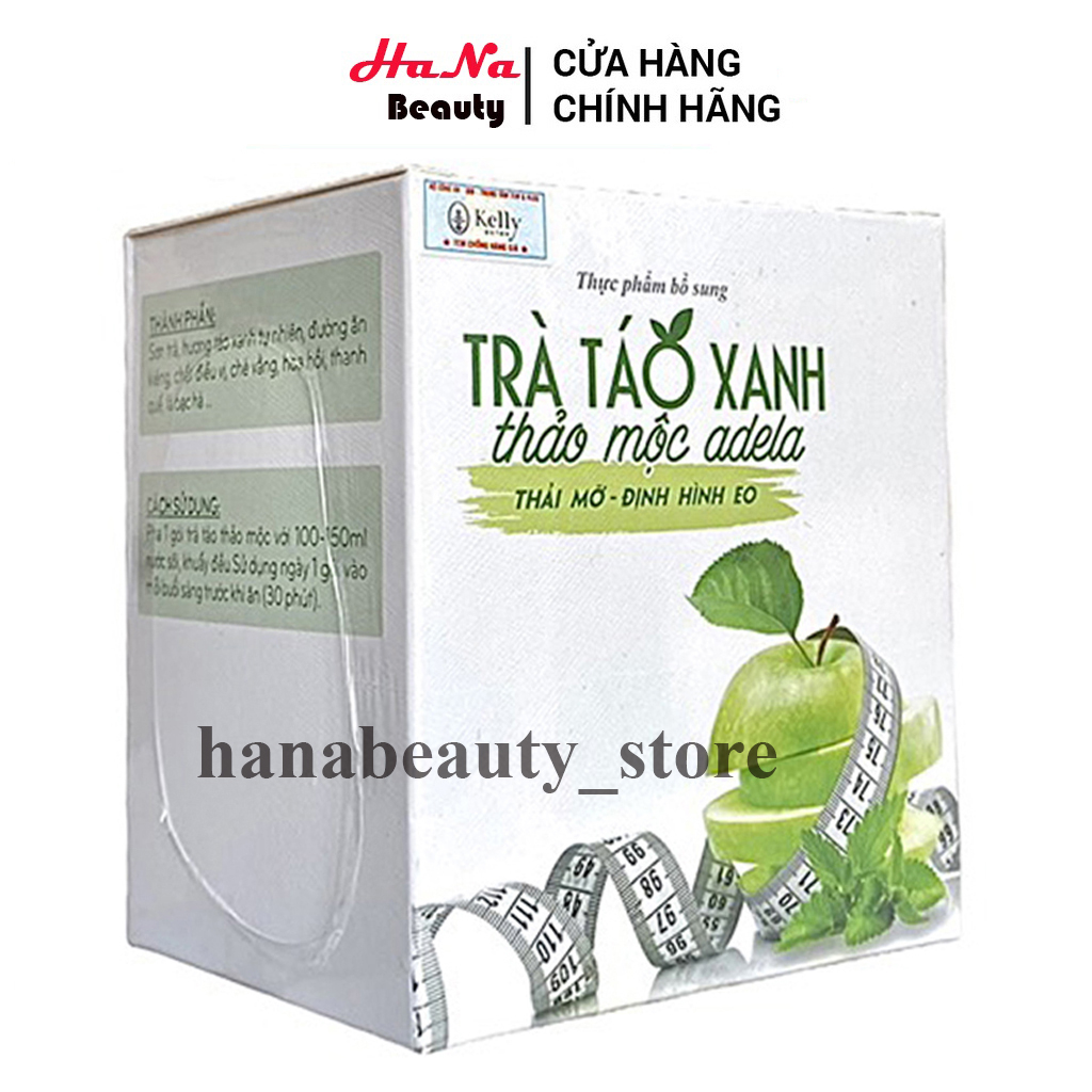 Trà Táo Xanh Giảm Cân Kelly Thảo Mộc Adela Detox Hộp 12 Gói Giảm Mỡ Bụng Cấp Tốc An Toàn Kiểm Soát Cân Nặng