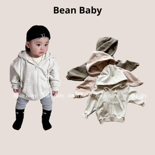 Áo khoác nỉ cho bé chất nỉ da cá mềm mại khóa kéo mũ rộng có quai buộc phong cách Hàn Quốc từ 5kg đến 18kg