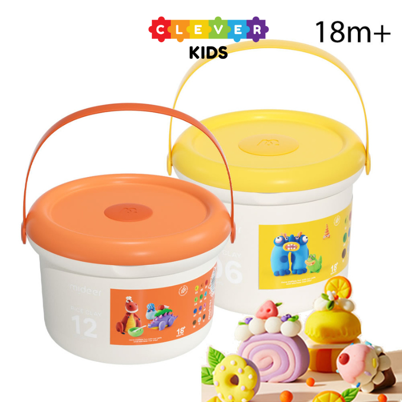 Đất Nặn Từ Gạo An Toàn Không Dính Tay, Đất Sét Cao Cấp Mideer Rice Color Clay Cho Bé Từ 18 Tháng- CleverKids