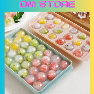 Khay làm đá viên tròn tủ lạnh 33 viên có nắp đậy dm store với kích thước 26x14,5cm