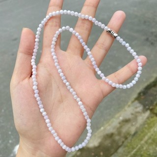 Dây đeo cổ chuỗi hạt ngọc C.Thạch trắng ánh tím hạt 3 li