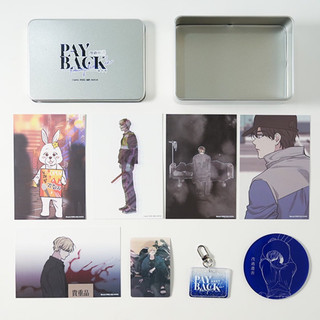 Hộp thiếc + lenti + postcard + móc khoá + lót ly Payback - Manhwa BL