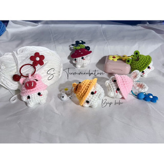 Móc Khoá Len Nấm Handmade Hình Ếch/Heo/Vịt/Thỏ/Dâu Đáng yêu , Móc chìa khoá Mini len