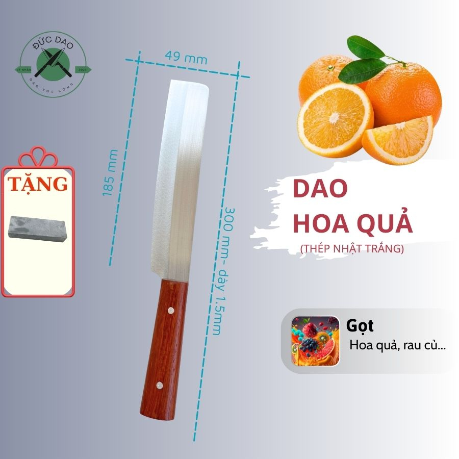 Dao Chuyên Gọt Hóa Quả Cao Cấp Bằng Thép Nhật Trắng Không Gỉ Dài 30Cm Chuôi Gỗ A08