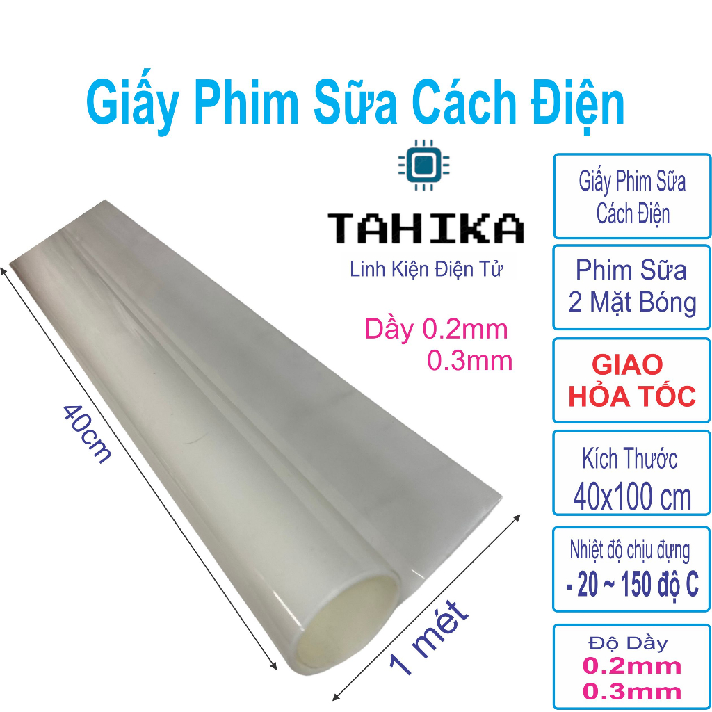 Giấy Phim sữa cách điện 2 - 3 dem khổ 40cm x 100cm - phim trắng sữa hai mặt - LK điện tử TAHIKA