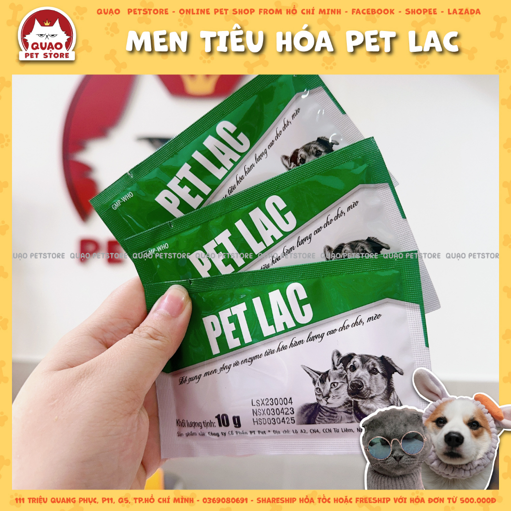 Men tiêu hóa hàm lượng cao Pet Lac cho chó mèo 10gr