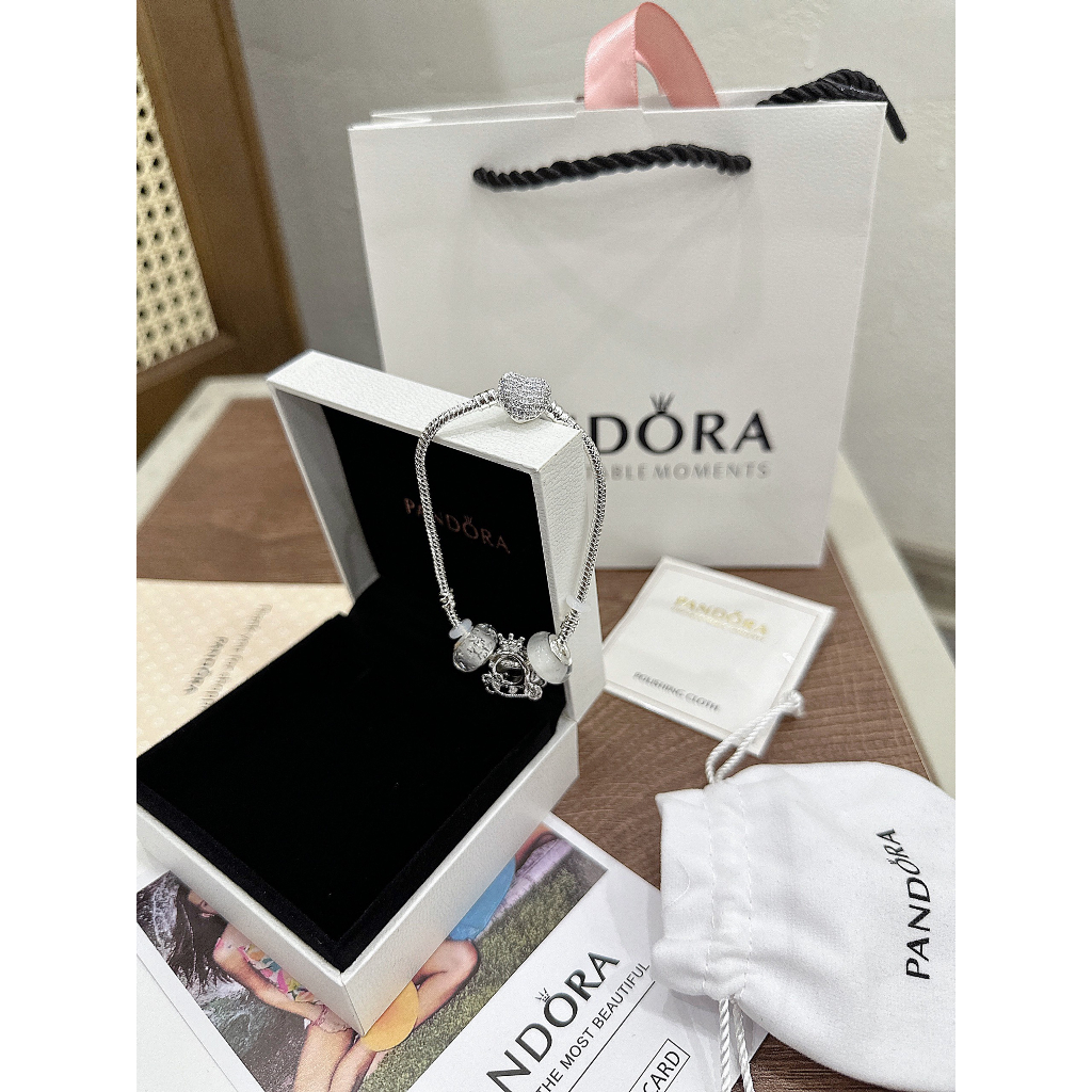 Vòng tay lắc tay khắc Pan trái tim mix full charm đơn giản full box nam châm