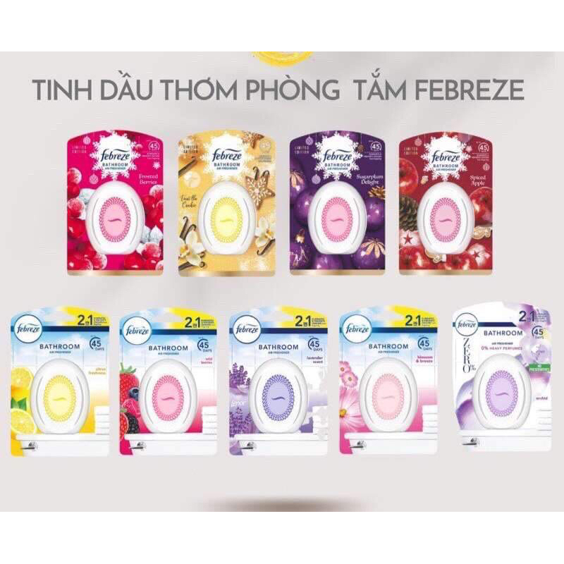 Máy tinh dầu thơm tự động FEBREZE cho toilet & nhà tắm, đủ trọn bộ mùi hương