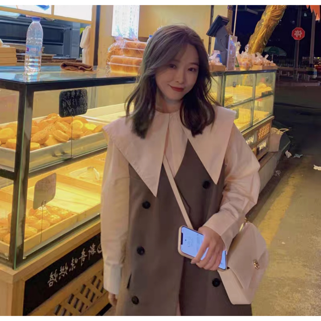 Áo khoác gile ghi lê dáng dài 2 lớp phong cách Hàn Quốc chất liệu chéo Hàn cao cấp