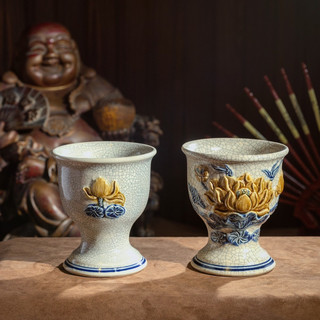 Ly sứ Bát Tràng cắm quả phật thủ - Ly phật thủ gốm sứ Bát Tràng Việt Nam