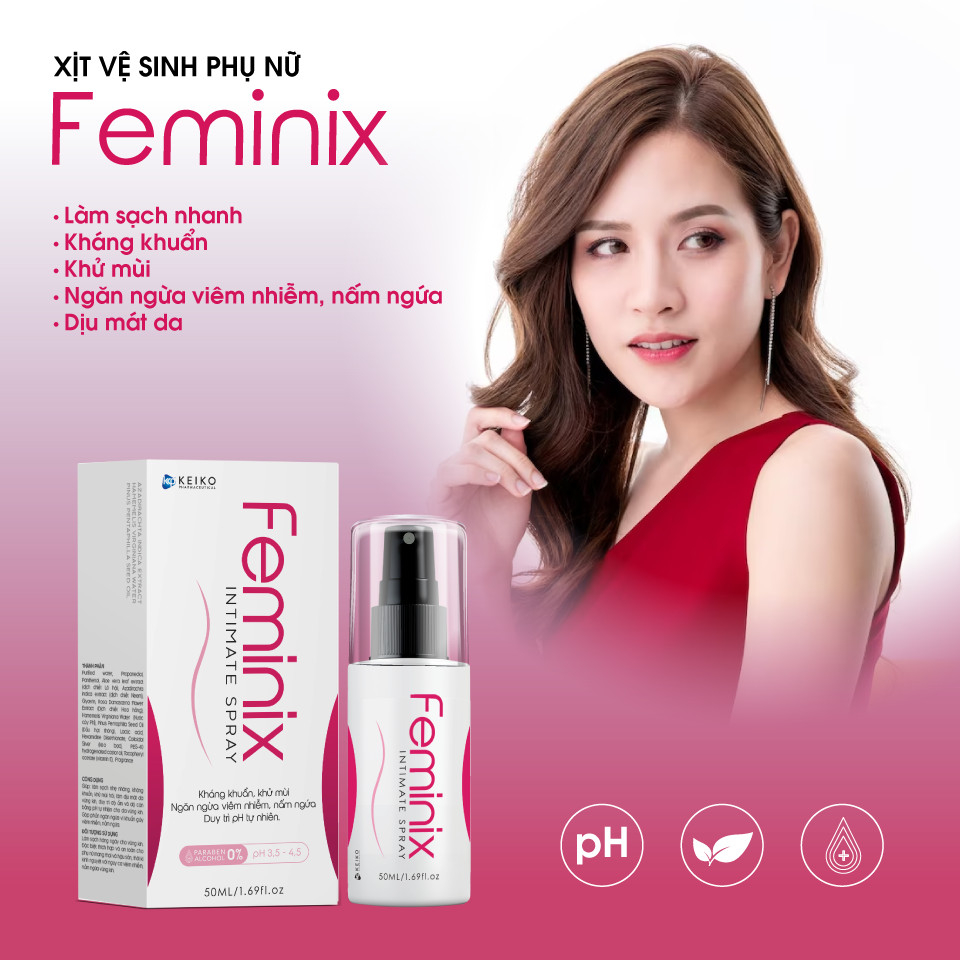 Dung dịch vệ sinh phụ nữ kháng khuẩn Feminix Intimate Spray - dạng xịt