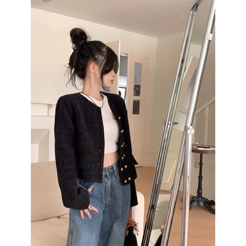 Dạ Tweed nút đôi