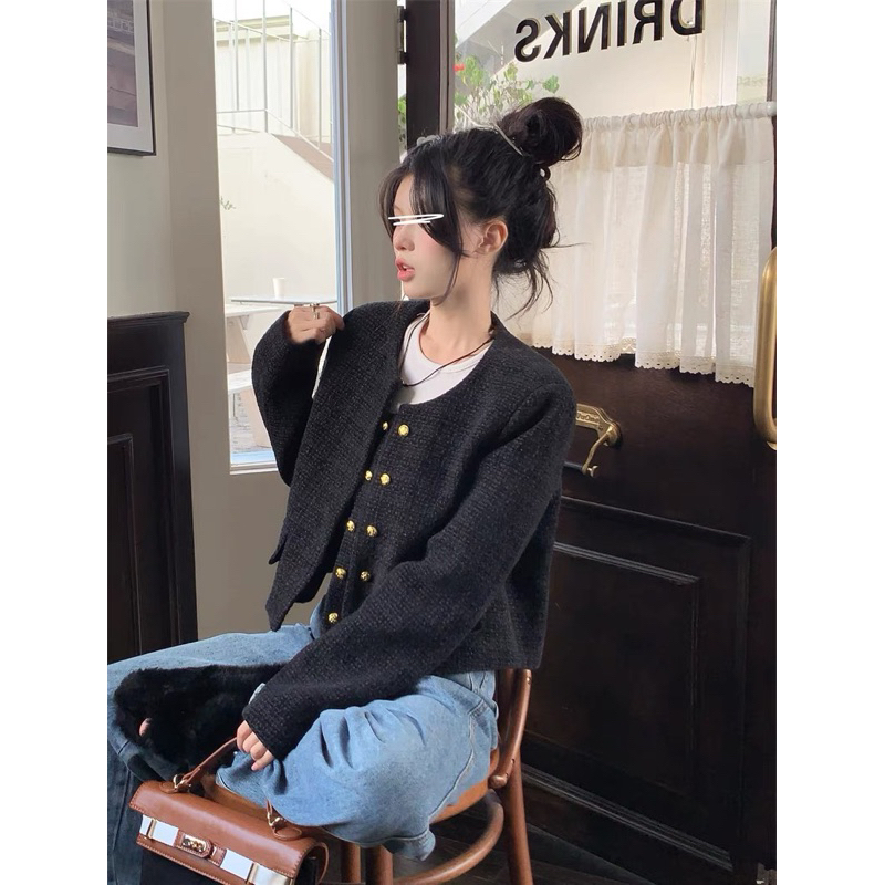 Dạ Tweed nút đôi