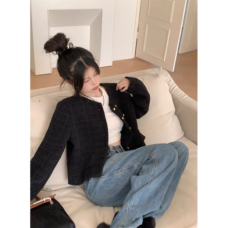 Dạ Tweed nút đôi