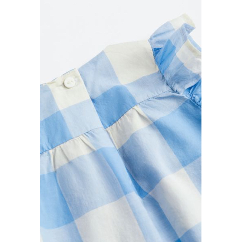 Váy bé gái hoạ tiết kẻ to màu xanh đáng yêu săn sale UK sz 9-12m