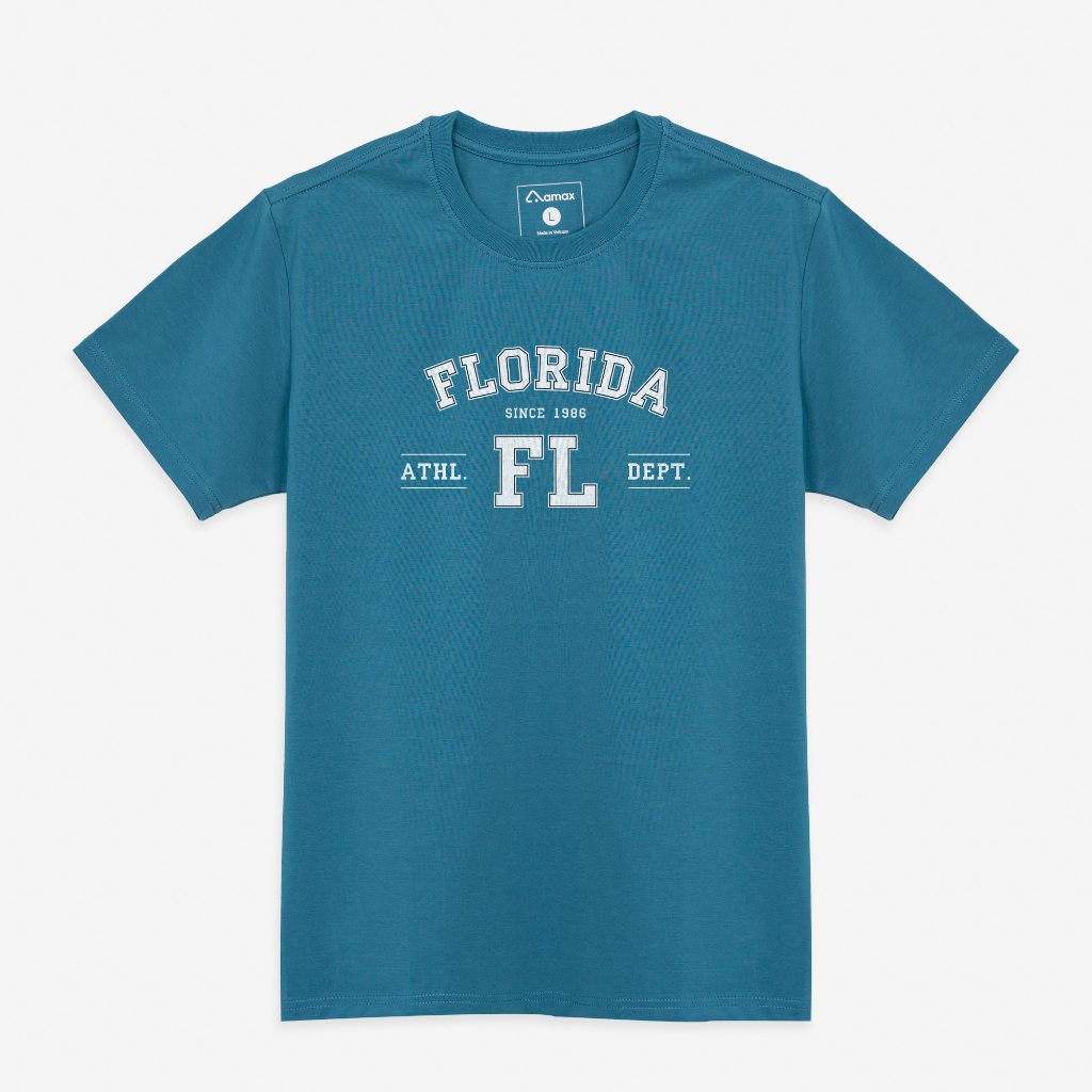 Áo thun nữ cổ tròn, in chữ FLORIDA vải cotton USA cao cấp, phong cách trẻ trung
