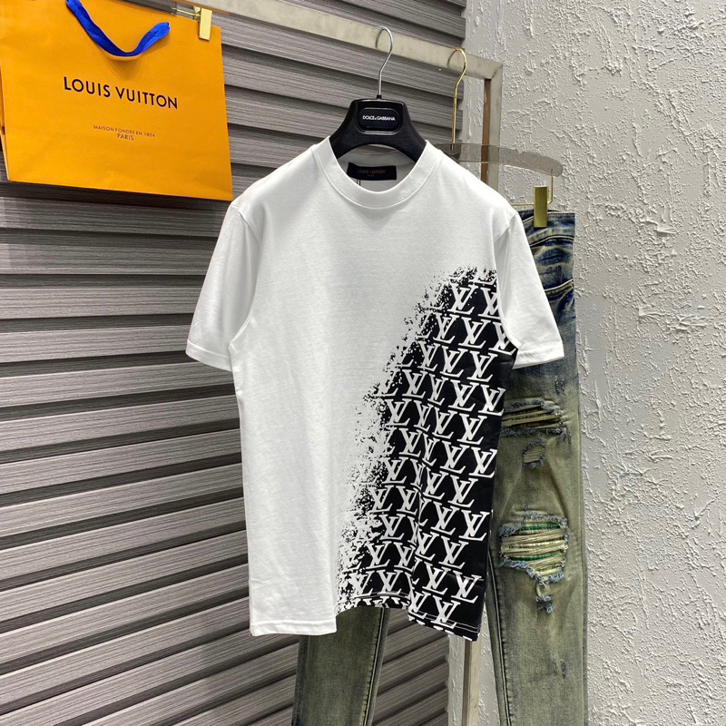Áo Phông Nam Nữ LV Monogram Đen Trắng Phong Cách Trẻ Trung Áo Thun LV Mono Chéo Hottrend jolieshop