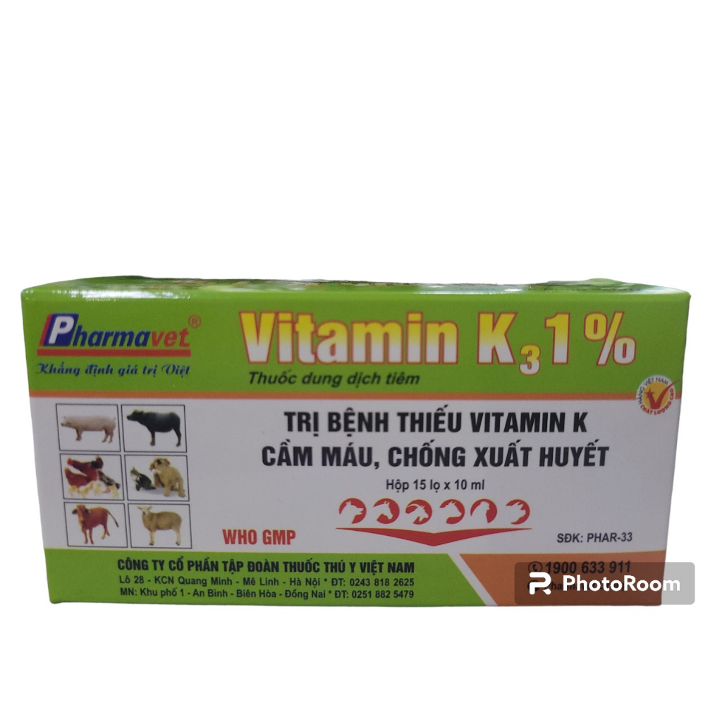 Vitamin K 10ml, dùng trong thú y