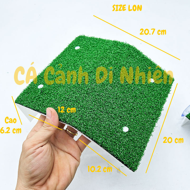 Máng leo cho rùa phơi nắng mặt cỏ nhân tạo có đế hít trang trí cho bể nuôi rùa cảnh