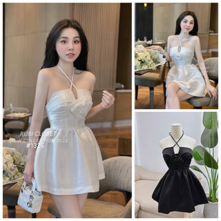 Đầm Đầm Váy Nữ Cúp Ngực Xòe Cổ Yếm Đính Hoa Xinh Với 2 Tone Màu Sang Chảnh Cho Các Nàng Diện Đi Chơi, Hẹn Hò