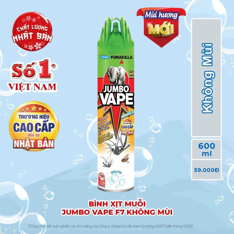 Bình Xịt Muỗi jumbo vape 600ml  cam chanh và k mùi