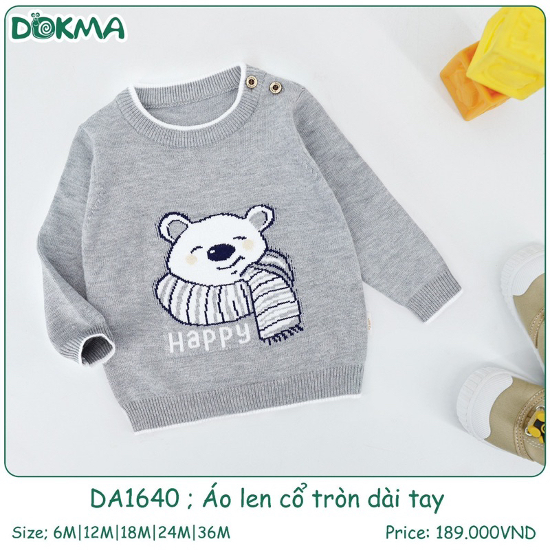 Áo len chui đầu Dokma size 3-6m đến 18-24m mã DA1640