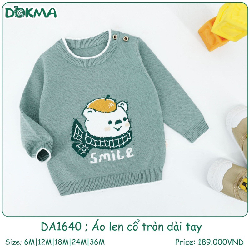 Áo len chui đầu Dokma size 3-6m đến 18-24m mã DA1640