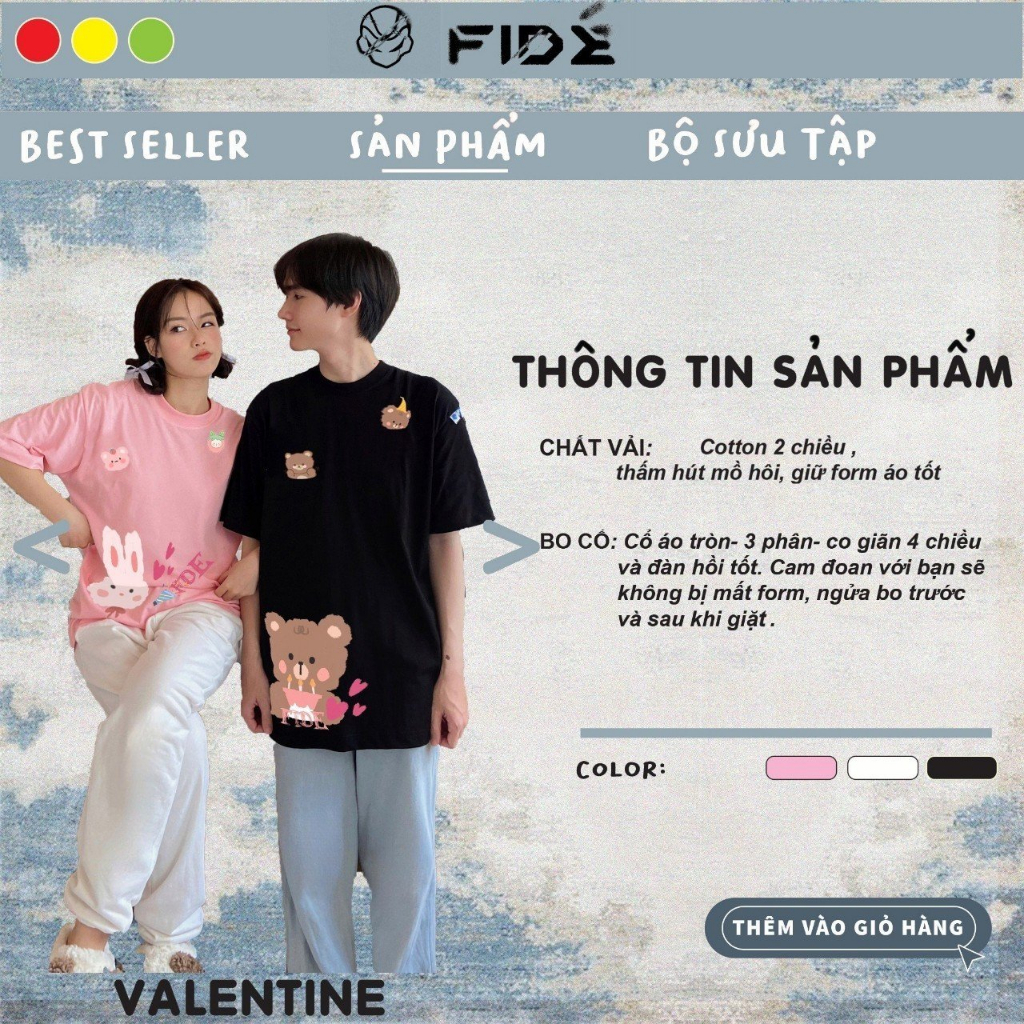 [Mã FADEP2903 giảm đến 30k đơn từ 99k] Áo thun FIDE phông unisex nam nữ form rộng ulzzang VALENTINE 02