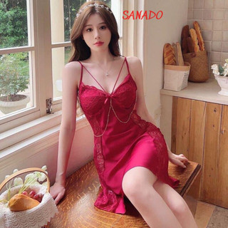 Váy ngủ lụa cao cấp Sanado đầm ngủ 2 dây hàng quảng châu siêu xinh V43