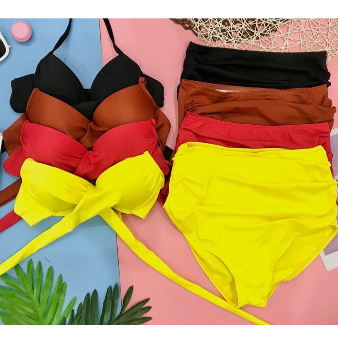 Đồ Bơi Đi Biển Bikini LANBISHOP Hai Mảnh Gọng Chéo Cạp Cao sexy LANBI-055