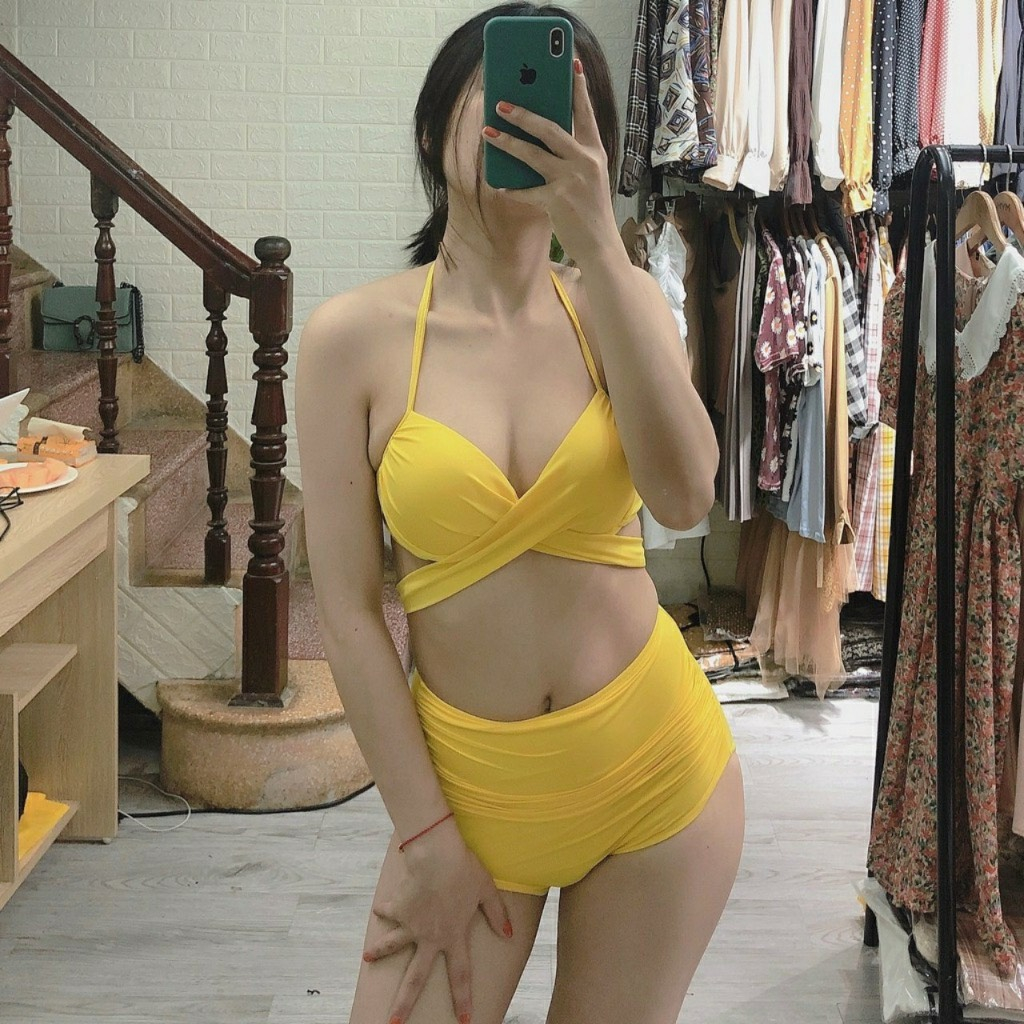 Đồ Bơi Đi Biển Bikini LANBISHOP Hai Mảnh Gọng Chéo Cạp Cao sexy LANBI-055