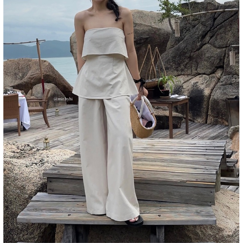 Áo quây linen ALYA TOP và quần dài linen ống rộng | mir.byhi