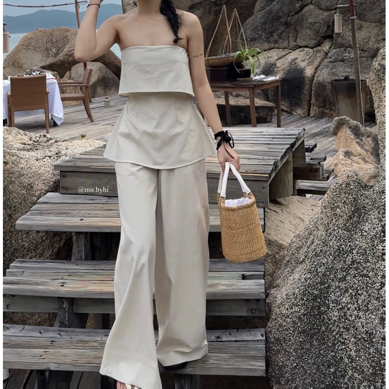 Áo quây linen ALYA TOP và quần dài linen ống rộng | mir.byhi