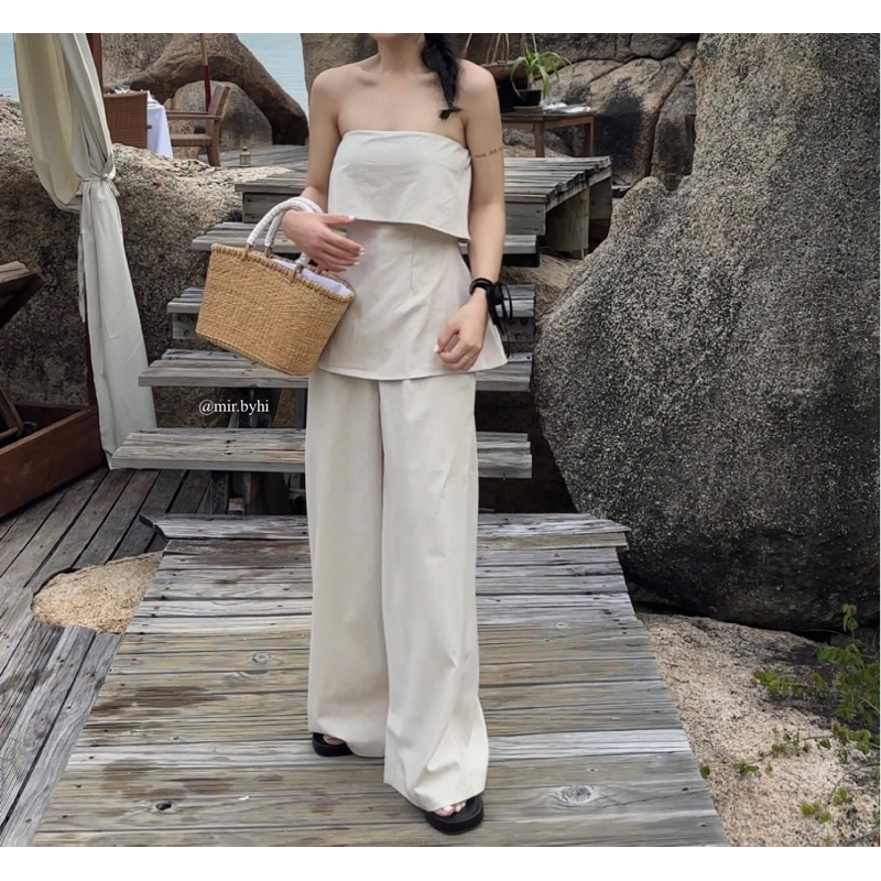 Áo quây linen ALYA TOP và quần dài linen ống rộng | mir.byhi