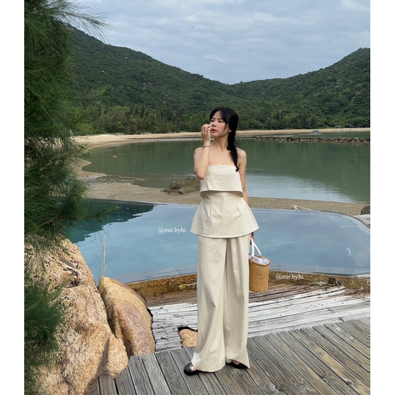 Áo quây linen ALYA TOP và quần dài linen ống rộng | mir.byhi