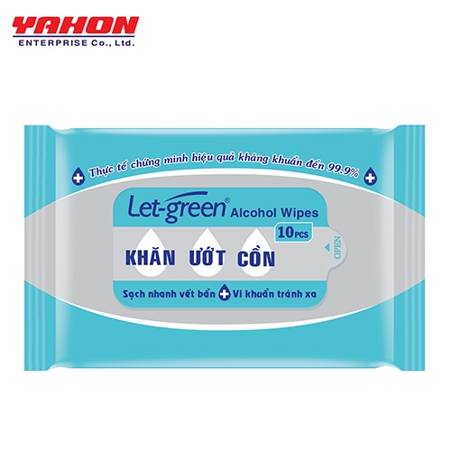 Khăn Ướt Cồn LET-GREEN 10 Miếng/Bao
