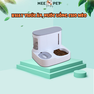 Khay thức ăn tự động cho mèo dung tích 3L, khay đựng thức ăn cho mèo màu xám