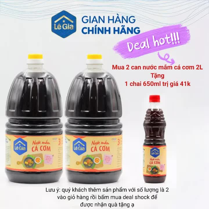 Nước mắm cá cơm Lê Gia can 2l - kho nấu tiết kiệm chuyên dùng kênh Phở và nhà hàng