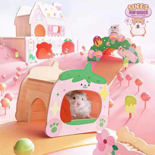 〖order〗𝐂𝐀𝐑𝐍𝐎 nhà ngủ, hầm trú, đế bình nước, thang gỗ vương quốc kẹo cho hamster
