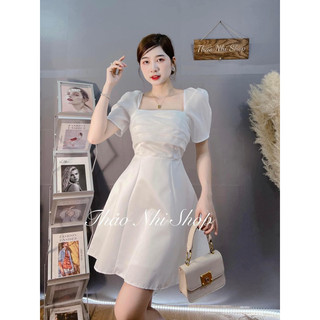 [Freeship] Đầm Nữ Dự Tiệc Màu Trắng Đơn Giản Sang Chảnh