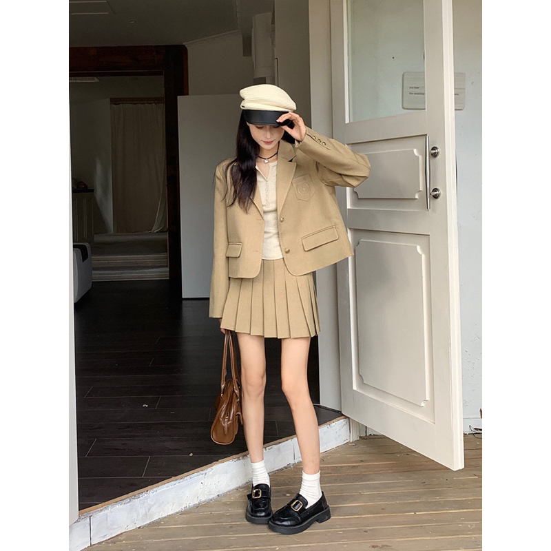 Set áo khoác blazer + chân váy tiểu thư ulzzang Hàn Quốc Yannie