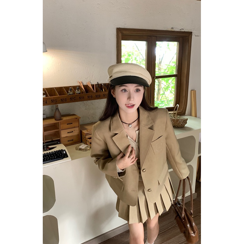 Set áo khoác blazer + chân váy tiểu thư ulzzang Hàn Quốc Yannie