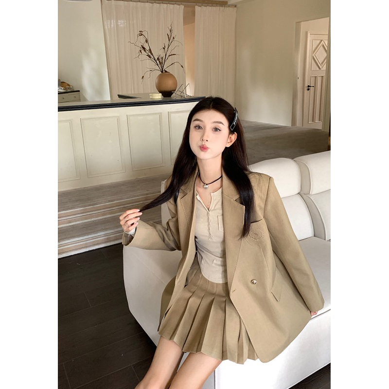 Set áo khoác blazer + chân váy tiểu thư ulzzang Hàn Quốc Yannie