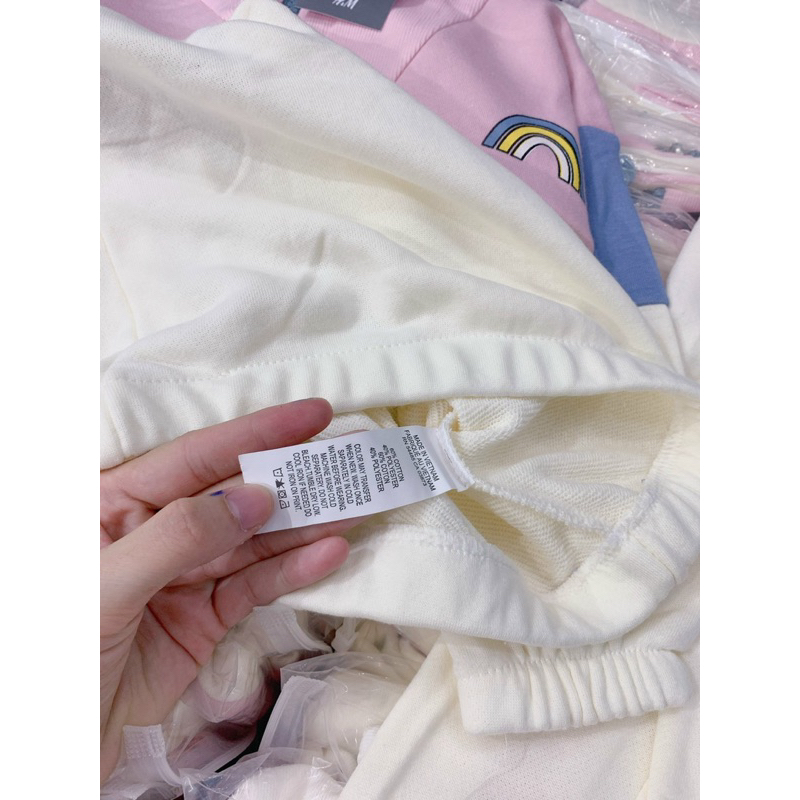 Bộ nỉ hình cầu vồng màu hồng cho bé gái