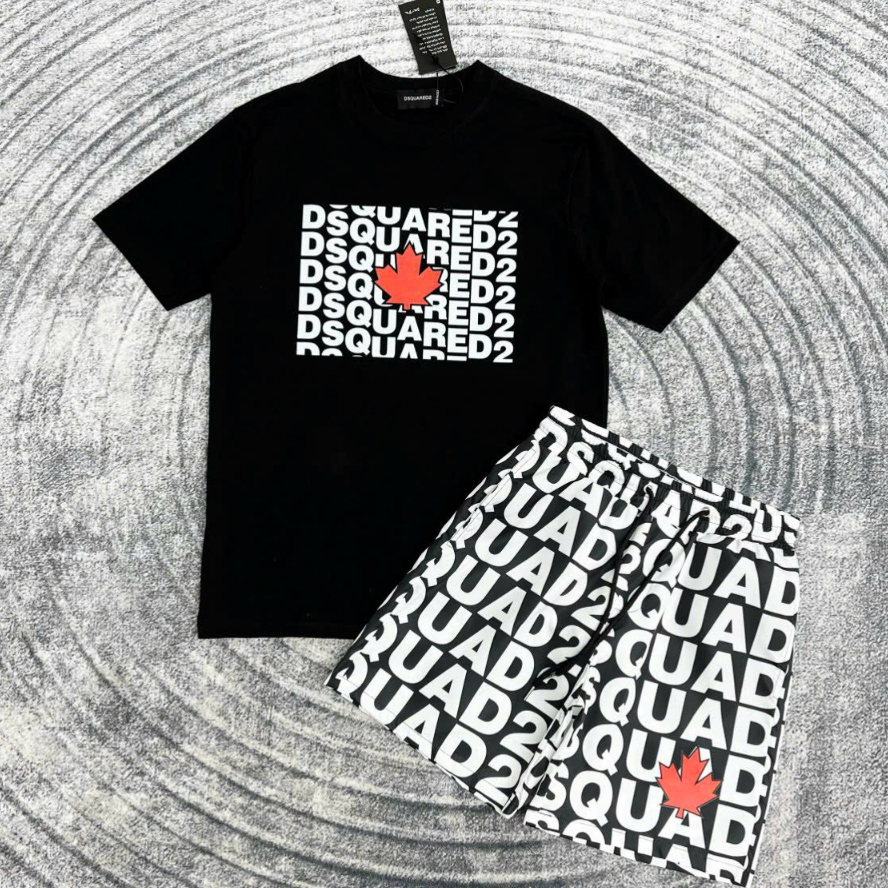 Bộ quần Áo Thun DSQ2 icon Phối Màu Đen Trắng Bộ Áo Phông Nam Thời Trang DSQ jolieshop