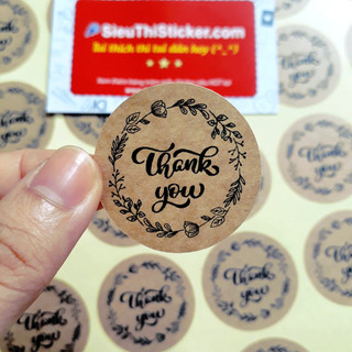Combo Tem dán Thank You Viền Hoa TYVH016 dán hộp bánh, mứt, thiệp handmade, gói quà, quà tặng