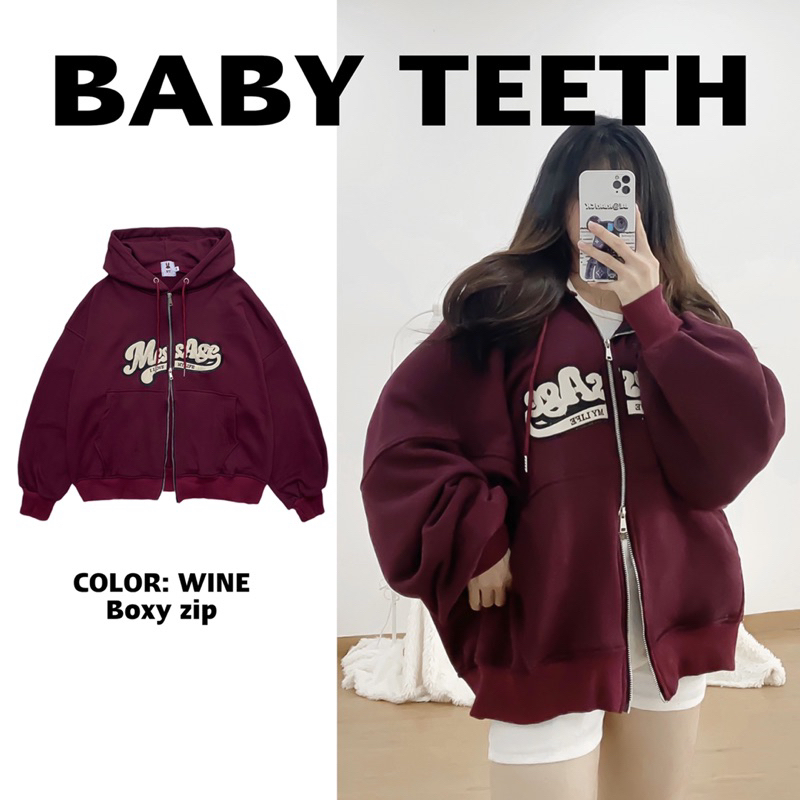 Áo khoác hoodie boxy khoá zip Message