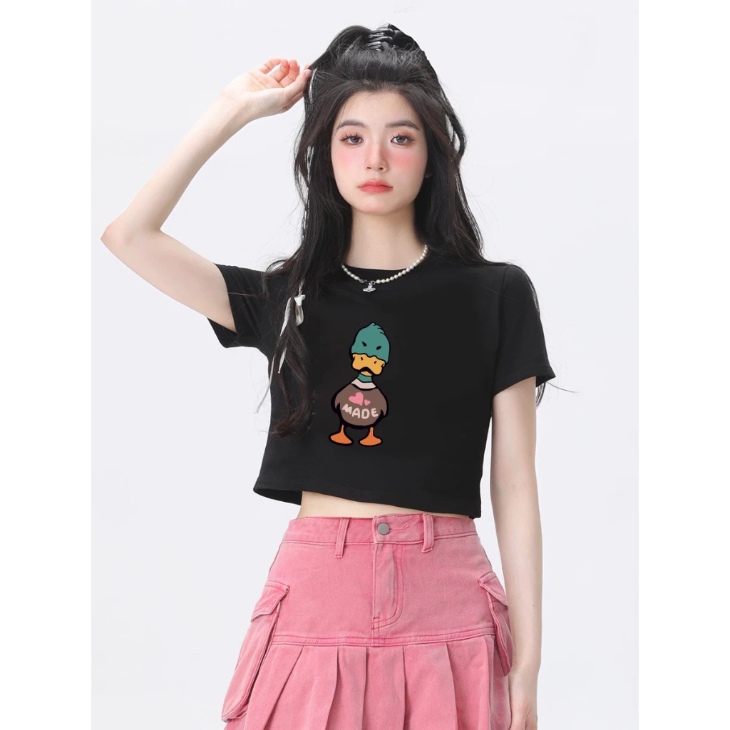 Áo thun croptop CATHANG8 hình chú vịt dễ thương H7