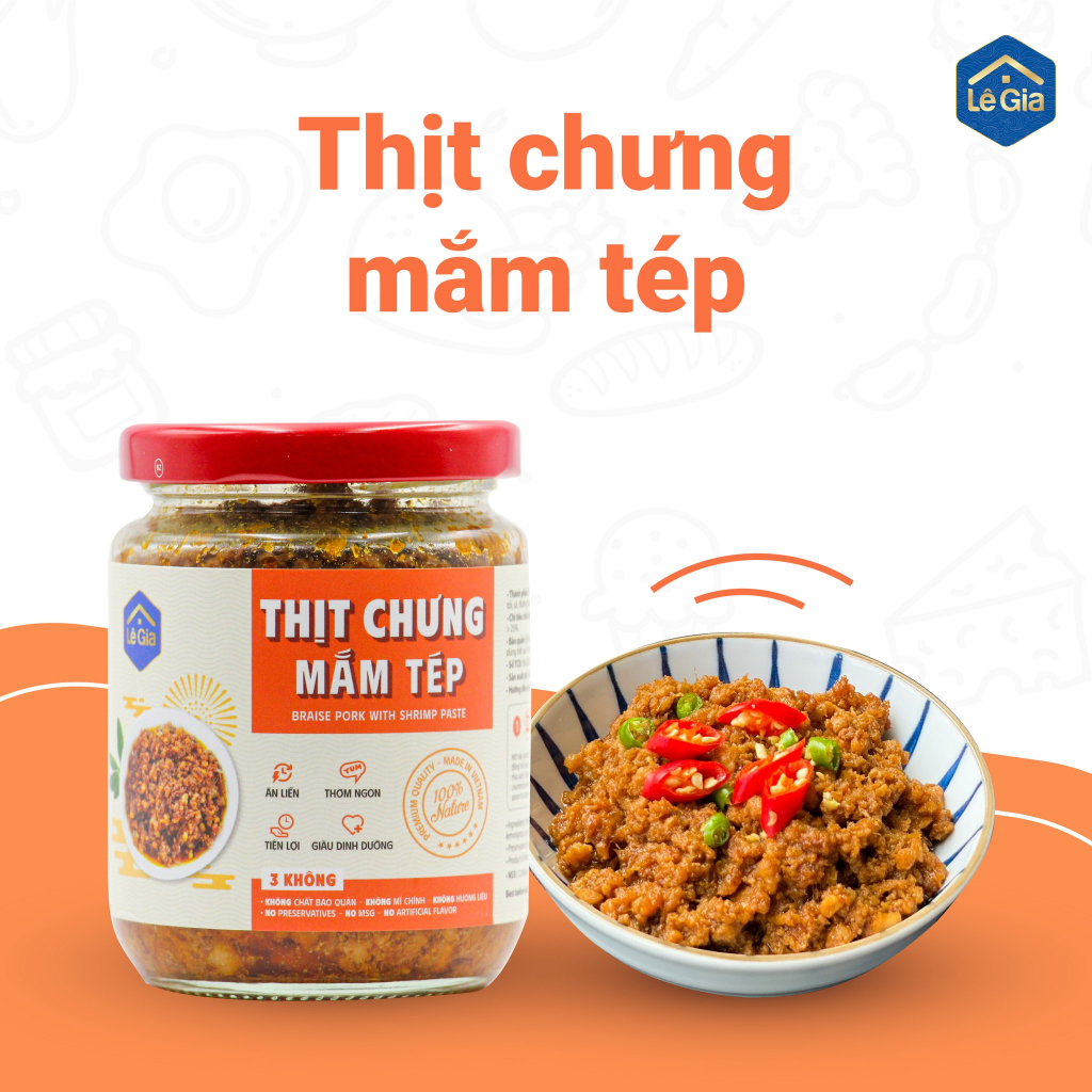 Thịt chưng mắm tép Lê Gia hũ thủy tinh 170g