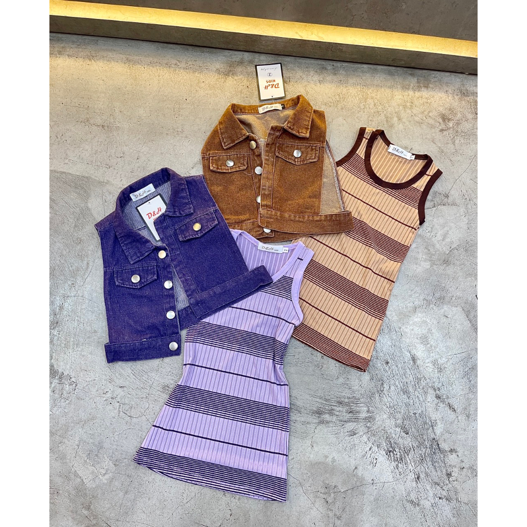 BG611- SÉT 2 CHI TIẾT VÁY TĂM KÈM ÁO BÒ GILE BÉ GÁI